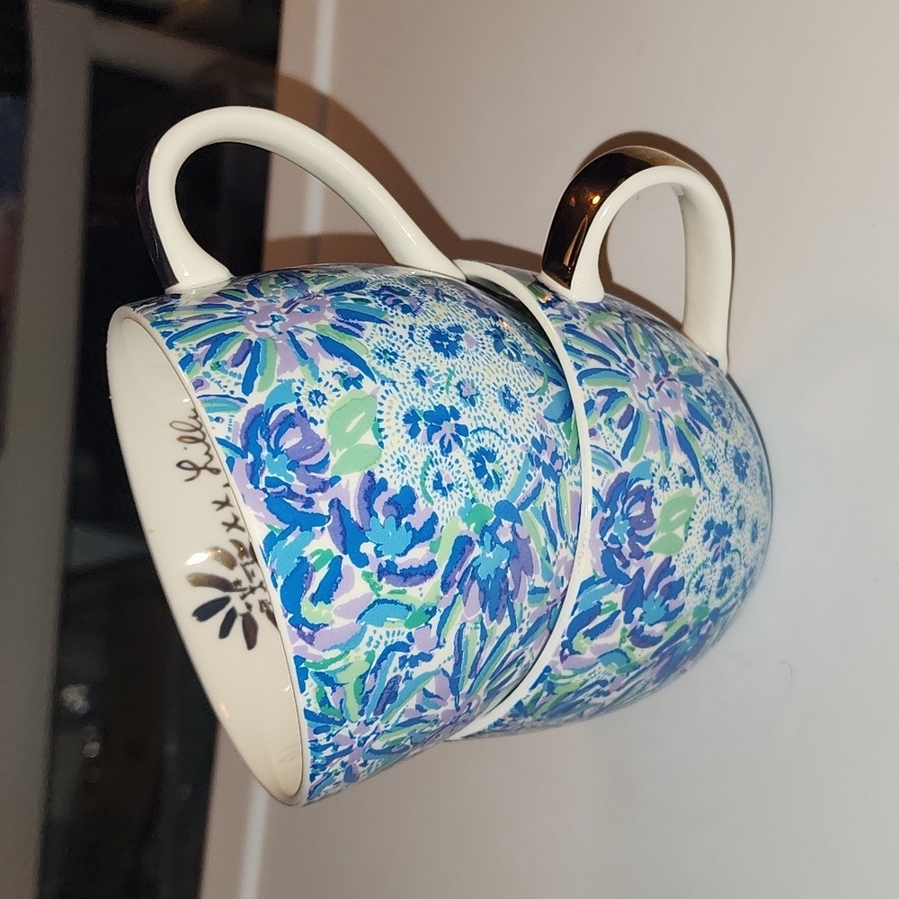 Lilly Pulitzer High Maintenance Blue Ceramic Mugs set of 2